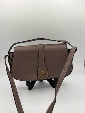 Sundance Made in Italy Leather Taupe Crossbody Shoulder Bag Top Handle